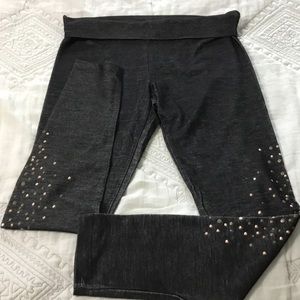 Contrast Embellished Dark Gray Leggings M